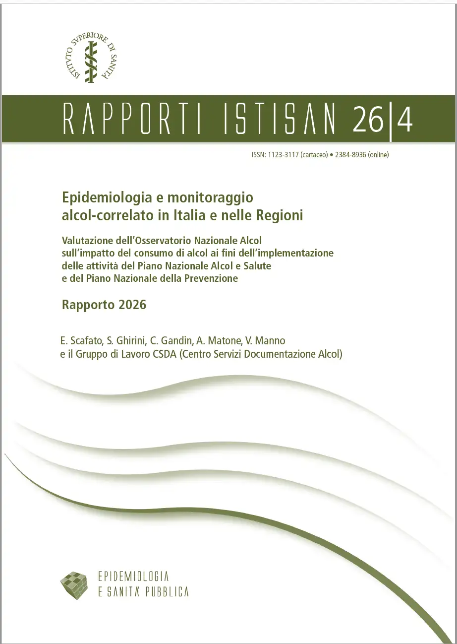 Rapporto ISTISAN Epidemiologia e monitoraggio alcol-correlato in Italia e nelle Regioni 2026